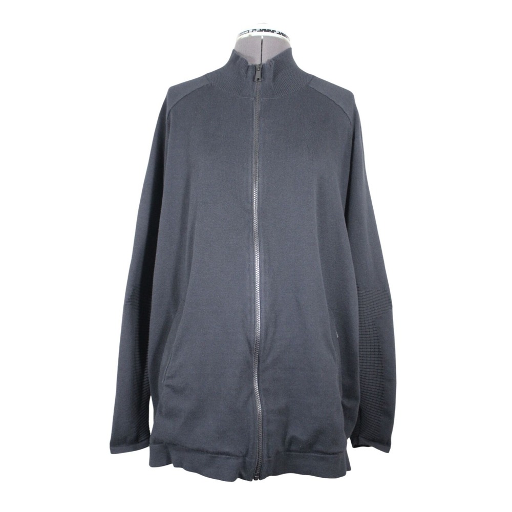 Duluth Trading‎ Co Full Zip Sweater Men's Large Black Rib Knit Mock Neck